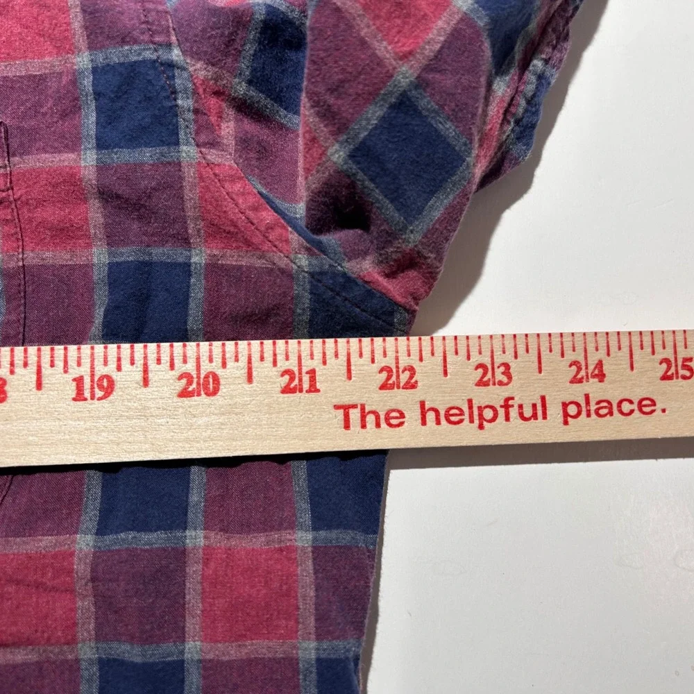 J. Crew Large Slim Fit Button Down Shirt Red Blue Plaid Cotton Casual Mens